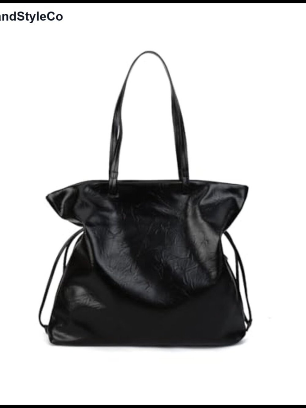 Large Hobo Shoulder Bag Faux Leather Side Pocket Vegan Tote